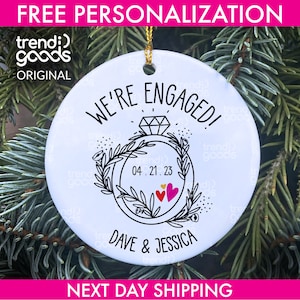 Engagement Christmas Ornament, Engaged Ornament, Wedding Christmas Ornament, Keepsake Ornament, Fiance Ornament 2024, Wedding Ring Ornament