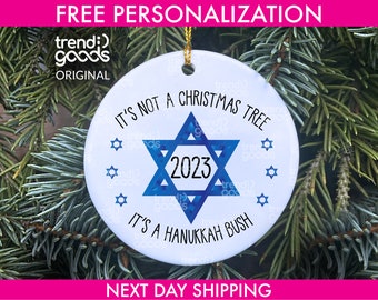 Hanukkah Bush Ornament, Hanukkah Ornament, Hanukkah Tree Ornament, Jewish Star Ornament, Jewish Ornament 2023, Hanukkah Gift Ornament