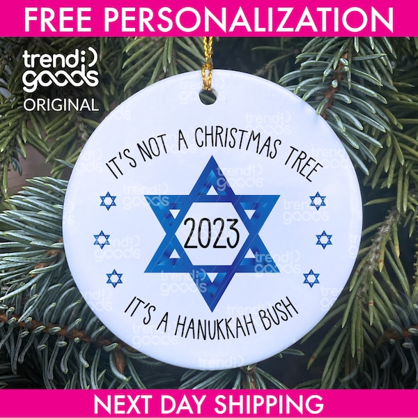 Hanukkah Bush Ornament, Hanukkah Ornament, Hanukkah Tree Ornament, Jewish Star Ornament, Jewish Ornament 2023, Hanukkah Gift Ornament