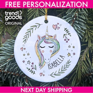 Unicorn Personalized Christmas Ornament, Granddaughter Ornament, Girly Ornament, GrandChild Ornament, Daughter Gift 2024, Unicorn Ornament