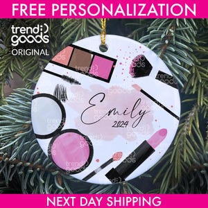 Schönheit personalisierte Weihnachtsverzierung, Mode 2024 Verzierung, Make Up Sucht Verzierung, ich liebe Make Up Verzierung, Schönheit 2024 Verzierung