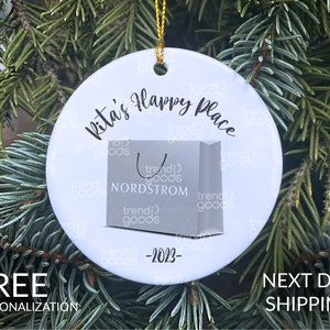 Nordstrom Personalized Christmas Ornament, Shopaholic Holiday Ornament, Holiday Ornament, Fashion 2023 Ornament, Shopping Addiction Ornament image 6