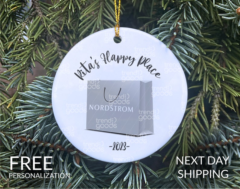 Nordstrom Personalized Christmas Ornament, Shopaholic Holiday Ornament, Holiday Ornament, Fashion 2023 Ornament, Shopping Addiction Ornament image 6