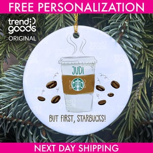 Starbucks inspirierte personalisierte Weihnachtsverzierung, Feiertagsverzierung 2024, Weihnachtsverzierung 2024, Kaffeeliebhaberverzierung, personalisiertes Geschenk