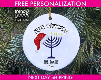 Chrismukkah 2023 Ornament, Personalized Chrismukkah Gift, Hanukkah Ornament, Christmas Hanukkah Ornament, Chrismukkah 2023, Jewish Ornament