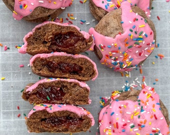 Chocolate Jelly Donut Cookie Recipe/Donuts/Doughnuts/Gourmet Cookie Recipes/Giant Cookies/Desserts