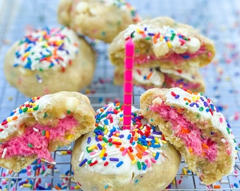 Cake Batter Cookie Recipe/Gourmet Cookie Recipes/Giant Stuffed Cookie Recipe/Desserts