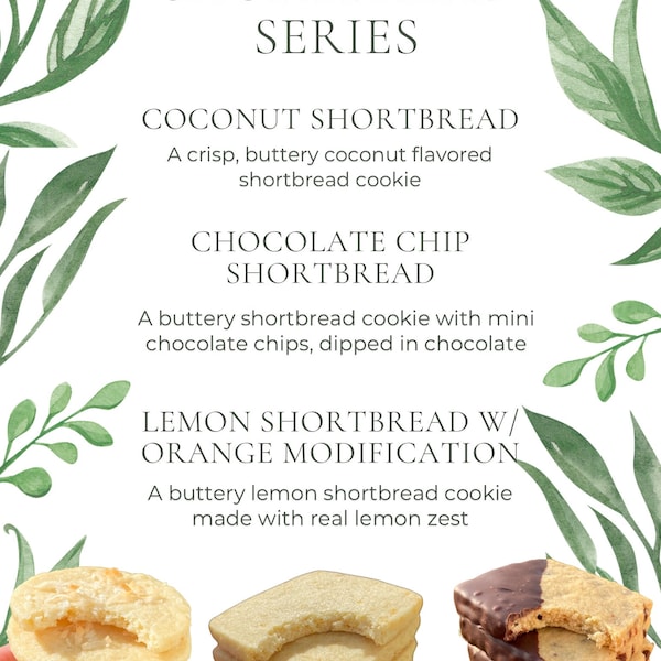 Shortbread Series Recipes/ Cookie Recipes/ Chocolate Chip Shortbread/ Coconut Shortbread/ Lemon Shortbread/ Orange Shortbread/ Gourmet