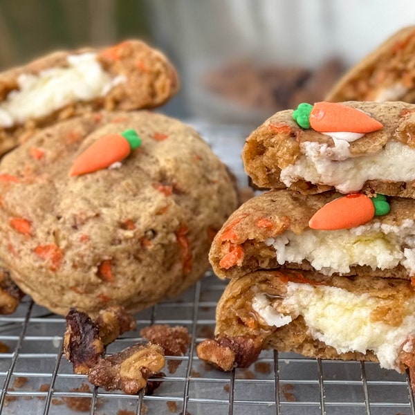 Carrot Cake Stuffed Cookie Recipe/Faux Cream Cheese Filling/Seasonal Recipes/Easter Recipe/Spice Cake/ Gourmet Cookie Recipes/Desserts