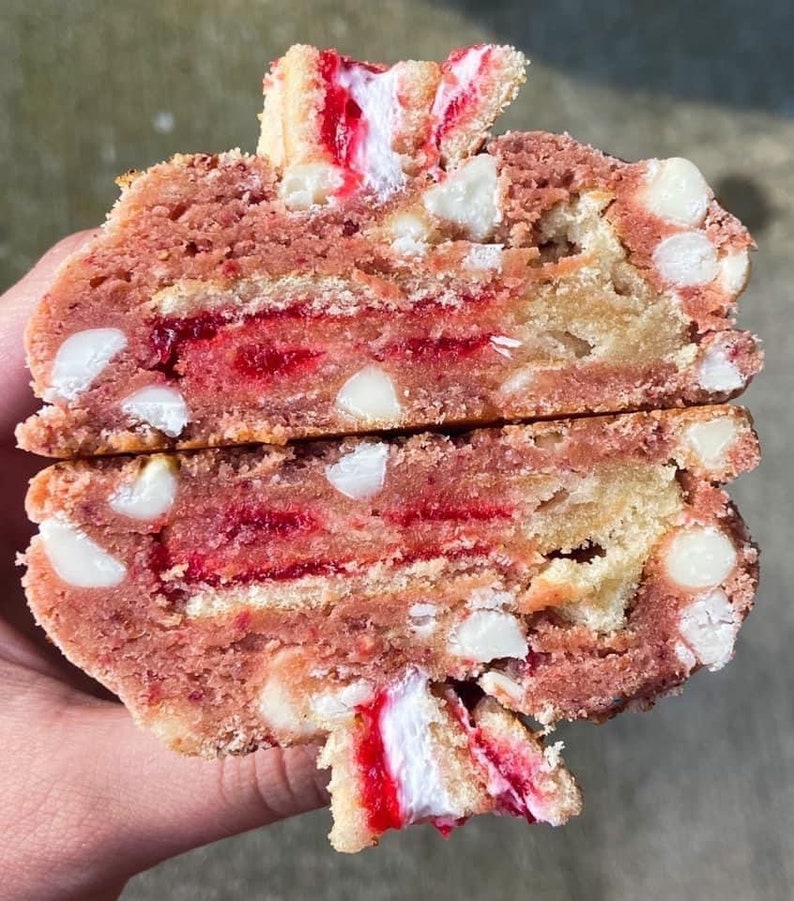 Giant Strawberry Shortcake Cookie Recipe/Chocolate Covered Strawberry Cookie/Gourmet Cookie/Giant Cookie/Dessert image 2