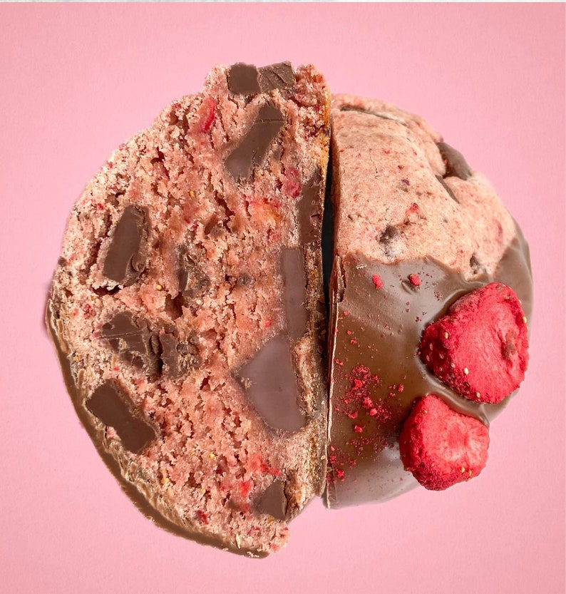 Giant Strawberry Shortcake Cookie Recipe/Chocolate Covered Strawberry Cookie/Gourmet Cookie/Giant Cookie/Dessert image 3