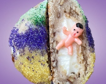 New Orleans King Cake Cookie Recipe/Mardi Gras Cookie/Stuffed Cookies/Gourmet/Southern Desserts/Dessert