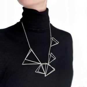Twirl Pyramid Necklace, Sterling Silver Necklace, Geometric Necklace, Contemporary Necklace, Minimalist Necklace, Architectural Necklace