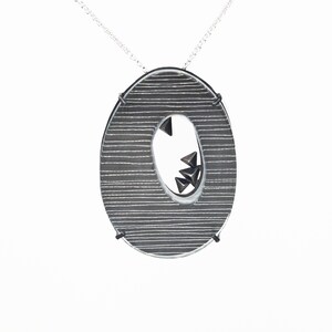 Oval Resin Pendant, One-of-a-kind Necklace, Sterling Necklace, Handmade Necklace, Geometric Necklace, Long Necklace, Contemporary Jewelry
