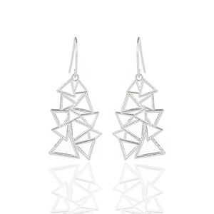 Multi-triangle Dangle Earrings, Handmade Earrings, Geometric Earrings, Sterling Dangle Earrings, Minimalist Earrings, Modern Earrings