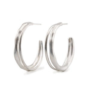Double Hoop Earrings in Sterling Silver, Large Hoop Earrings, Sterling Earrings, Everyday Earrings, Minimalist Earrings, Modern Earrings