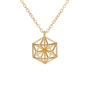 Small 3D Hexagon Pendant Necklace, Geometric Necklace, Gold Necklace,Sterling Silver Necklace, Gold Vermeil Necklace, Minimalist Necklace