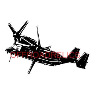 CV22 Osprey Detailed Side View Vector Image PNG file