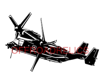 CV22 Osprey Detailed Side View Vector Image PNG file