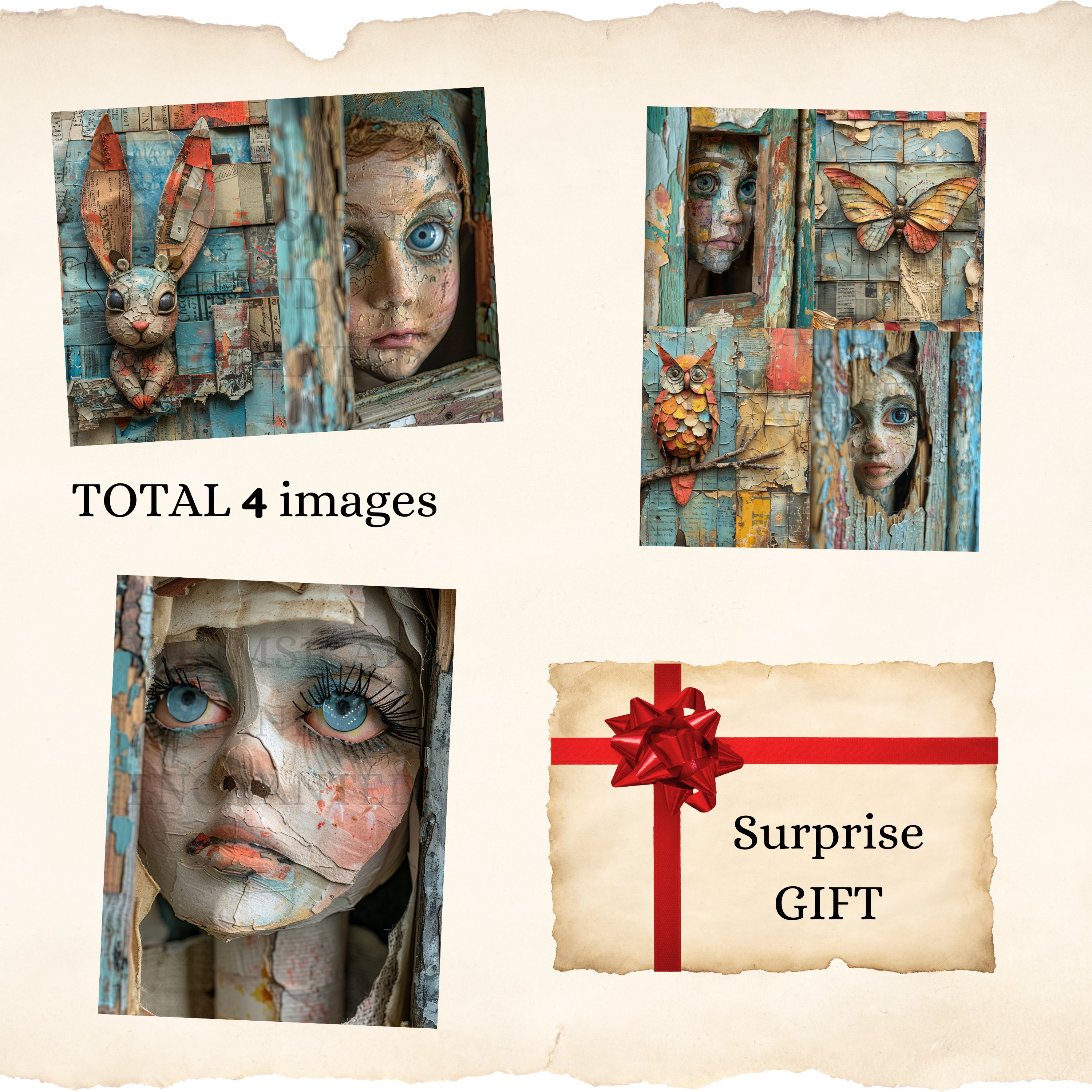 Printable Junk Journal Mixed Media Whimsical Dolls Digital Paper ...