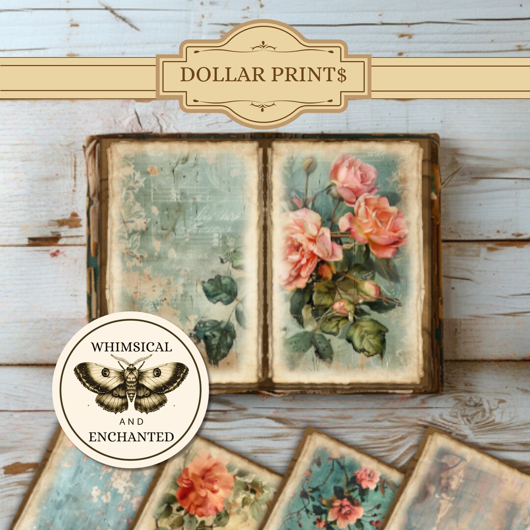 Printable Junk Journal Mixed Media Whimsical Art Floral Digital Paper ...