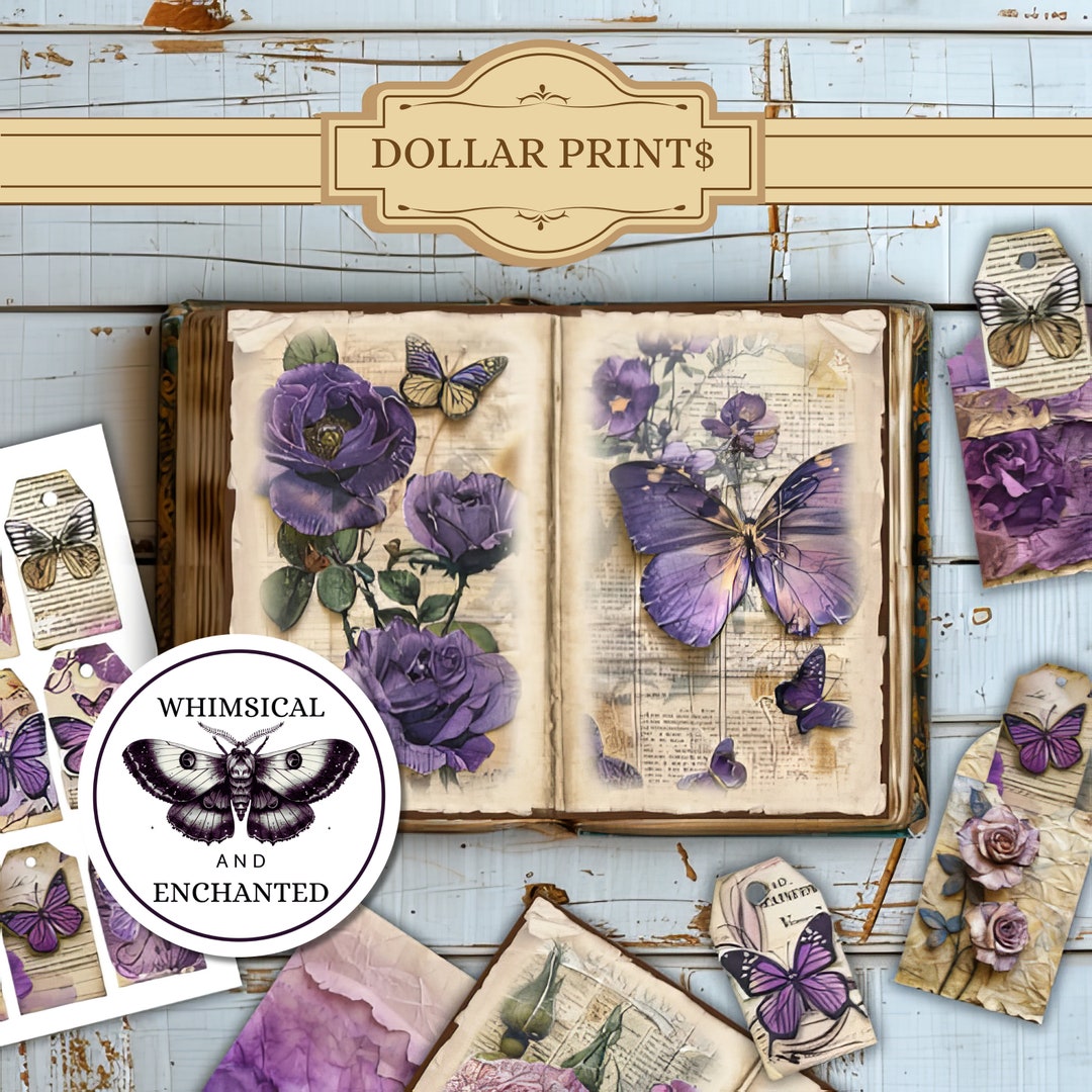 Printable Junk Journal Kit Tags & Pockets Floral Digital Paper ...