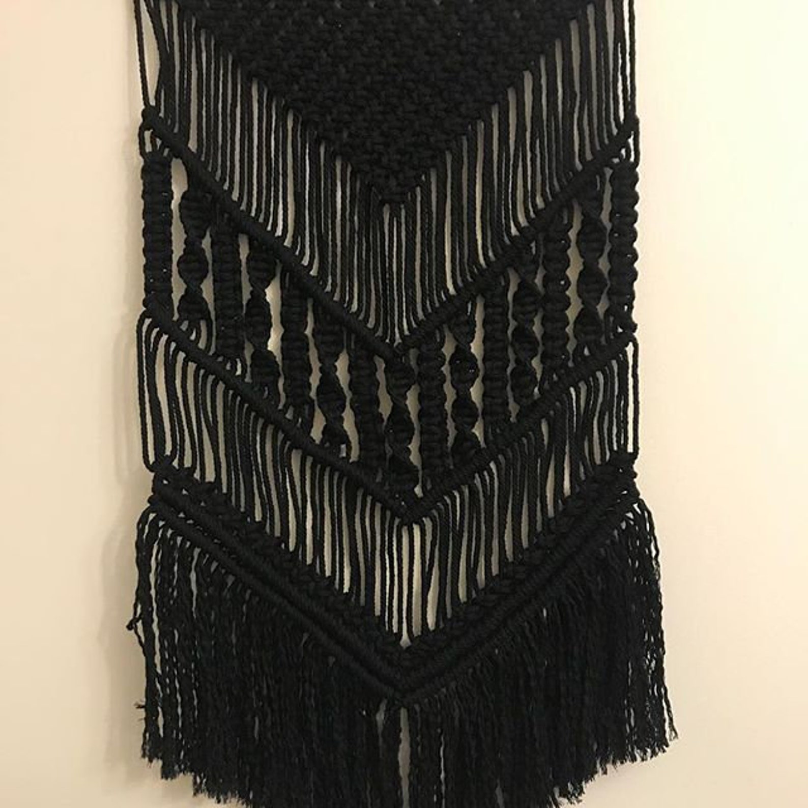 Black Modern Macrame Wall Hanging Etsy