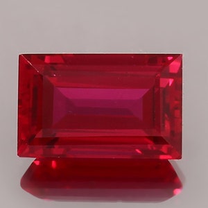 AAA Mozambique Pigeon Red Ruby, Emerald Cut Gemstone (8x7 MM)