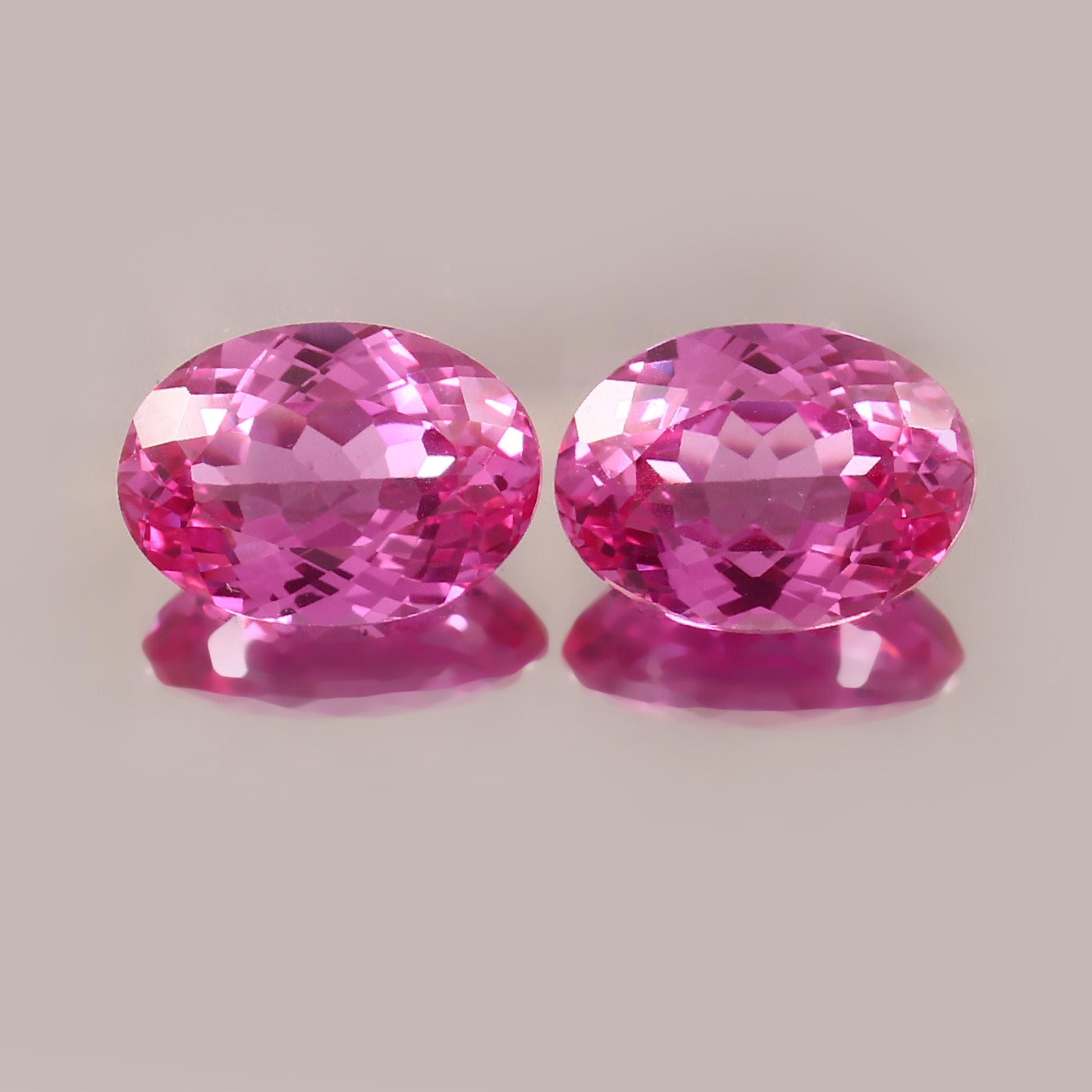 AAA Ceylon Pink Sapphire Pair: 22x20mm Oval Gemstones