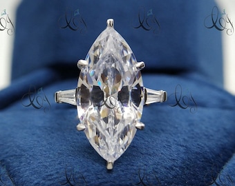 10 Carat Marquise Engagement Ring In 925 Sterling Silver, 20x10MM Marquise Diamond Ring, Bridesmaid Ring, Anniversary Ring Gifts