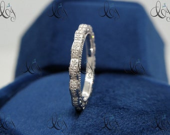 Antique Art Deco Diamond Wedding Band Ring Stacking Band Vintage Band Eternity Band Antique Band Dainty Band Anniversary Ring Gifts