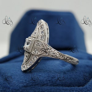 Vintage 2.15 Carat White Round Cut Diamond Wedding Engagement Ring In 935 Argentium Silver Antique Engagement Ring Edwardian Rings for women