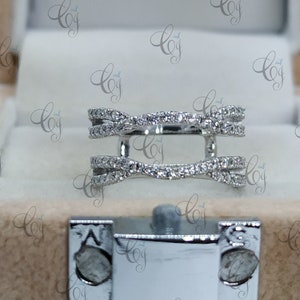 Enhancer Ring Guard, Enhancer Wrap Ring, Verlovingstrouwring in 925 Sterling Zilver, Wraps voor Ring, Ronde Cut Wrap Guard Band voor vrouwen