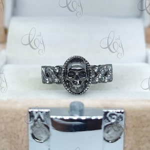 Skull Engagement Ring, Gothic Skull Ring, Wedding Ring, Dainty Skull Ring, Round Diamond Ring, Vintage Skull Ring, Criss Cross Ring For Her