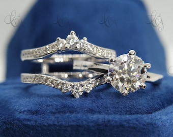 Solitaire Diamond Enhancer Ring met Guard Wraps voor Ring Enhancer Wrap Ring Solitaire Engagement Ring Jacket Ring Wrap Guard-band voor vrouwen