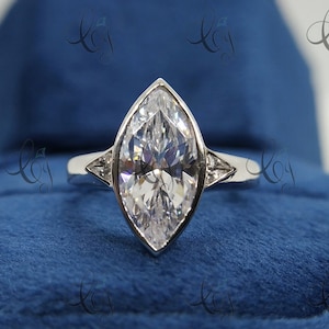 2.00 CT Marquise Cut Diamond  Engagement Ring Three Stone Bezel Set Wedding Ring Marquise Solitaire Engagement Ring Marquise Diamond Ring