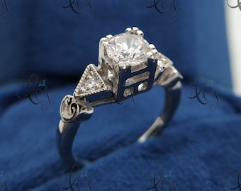 Bague Art Déco Tank En Argent Avec Topaze - Bijou Vintage Occasion - Superbe état