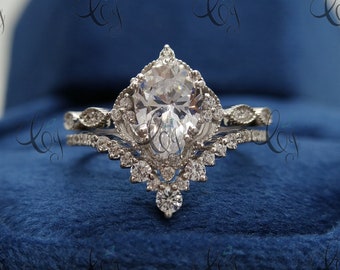 1.50Ct Pear Cut Diamond Wedding Ring Set In 925 Sterling Silver Engagement Ring Set Pear Shape Diamond Anniversary Ring Set Diamond Ring Set