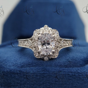 Vintage Retro Edwardian 1.90 Ct Oval Cut Diamond Engagement Ring In 925 Sterling Silver Art Deco Ring Antique Ring Wedding Ring Gift For Her