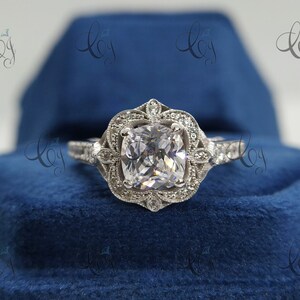Vintage Retro Edwardian 2.10 Ct Cushion Cut Diamond Engagement Ring In 925 Sterling Silver Art Deco Ring Antique Ring Wedding Ring For Women