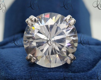 Huge Cocktail Jewelry 50 ct Round Brilliant-cut 5A Quality CZ Huge Statement Ring Engagement Ring 925 Sterling Silver Handmade Womens Ring