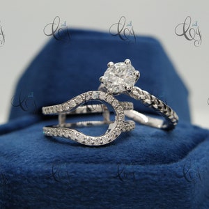 2.30 CT White Round Cut Moissanite Solitaire Ring Engagement Ring In 925 Sterling Silver Wrap Insert Band Wedding Jacket Wrap Guard Enhancer