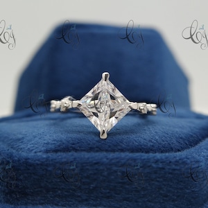 2.00CT Prinses Geslepen Moissanite Verlovingsring, Solitaire Diamond Anniversary Ring, 925 Sterling Zilveren Trouwring, Prinses Sierlijke Ring