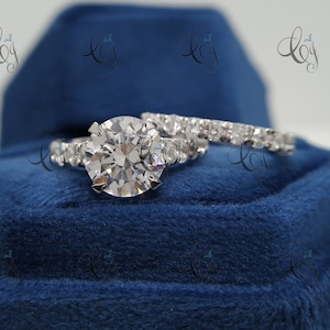 1.90 Carat Moissanite Diamond Ring Set 925 Sterling Silver Wedding Ring Promise ring with Band, Stackable Ring Set, Diamond Wedding Ring Set