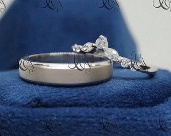 Couples ring set diamond wedding rings set for men and women His and Hers wedding band diamond wedding band 925 Silver anniversary gift