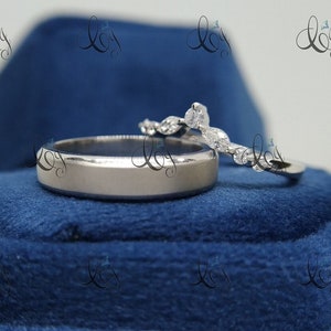Couples ring set diamond wedding rings set for men and women His and Hers wedding band diamond wedding band 925 Silver anniversary gift