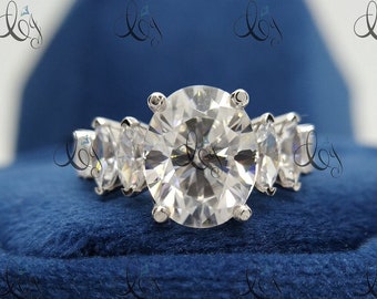 Anillo de compromiso ovalado Anillo de promesa Anillo de plata de ley 925 Anillo de viaje 3.85 Ct Anillo de boda de moissanita ovalado Anillo de solitario ovalado Regalo para ella