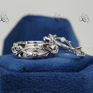 Couples Ring Set Wedding Rings Set Twig Ring for men and women His and Hers Wedding Band Anniversary Gift Diamond Wedding Band Promise gift