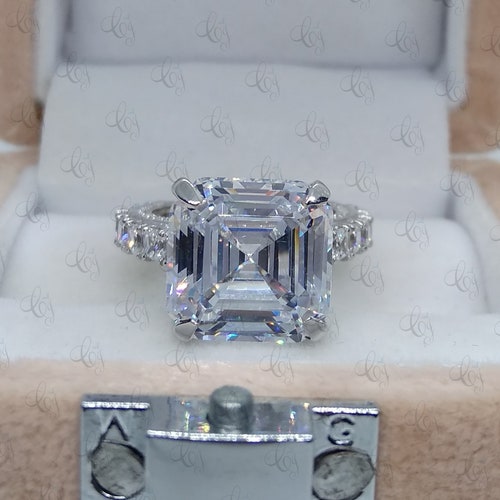 Huge 12 Ct Solitaire Asscher Cut Wedding Engagement Women's Ring 925 Sterling Silver - Cocktail Ring - Party Ring - Unique shops Gift For Her