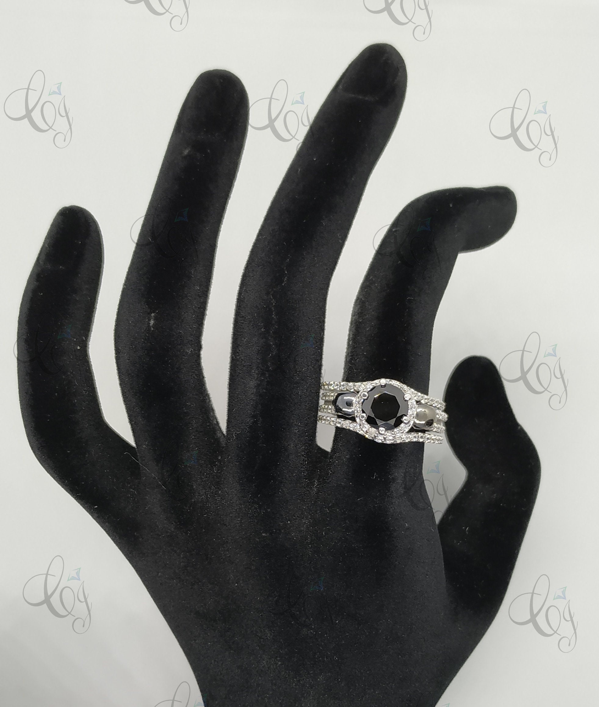 2.00 CT Black Round Cut Diamond Engagement Ring Set in 935 2.00 CT Black Round Cut Diamond Engagement Ring Set in 935